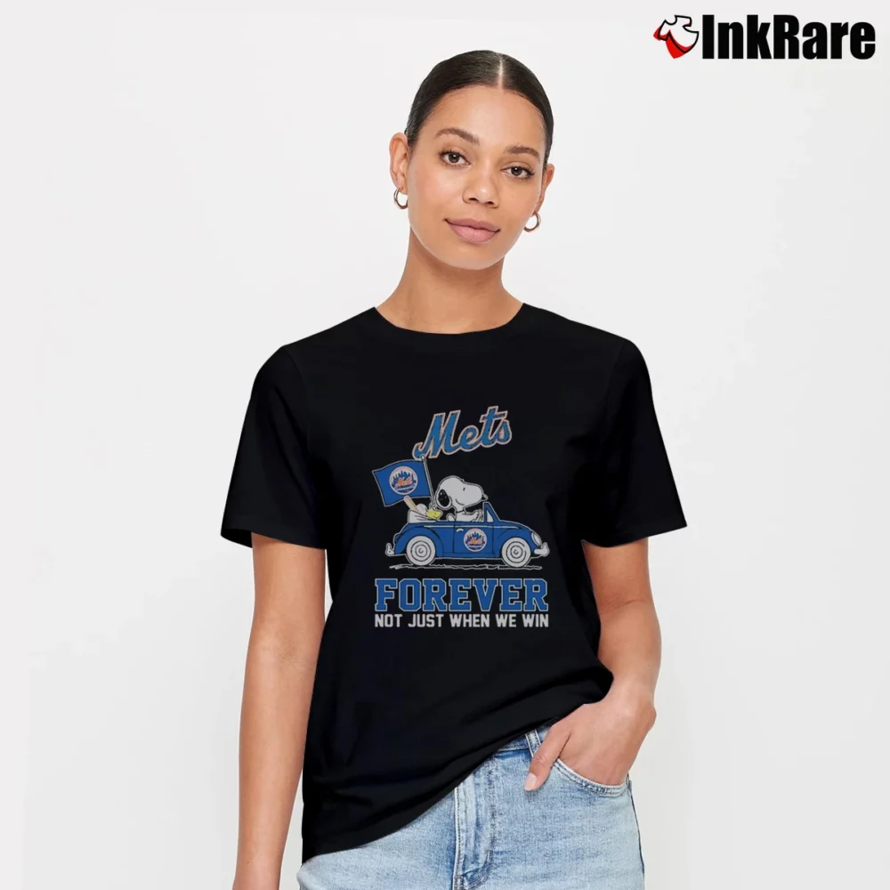Women’s Snoopy And New York Mets Not Just When We Win T-Shirt in black | Soft, Flattering Fit