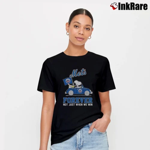Snoopy And New York Mets Not Just When We Win Women’s Tee in black – Effortless Style Women’s Snoopy And New York Mets Not Just When We Win T-Shirt in black | Soft, Flattering Fit