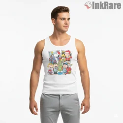 Snoopy And Peanuts Cozy Christmas Tree Shirt on white tank top for men graphic tee