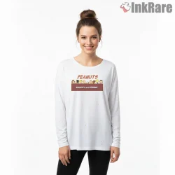 Snoopy And Peanuts Friends Classic Graphic Shirt on white long sleeve shirt for women graphic tee