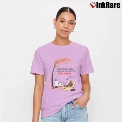 Women’s Snoopy And Tree Sometimes I Need To Be Alone And Listen To Willie - nelson Signature T-Shirt in light pink | Soft, Flattering Fit