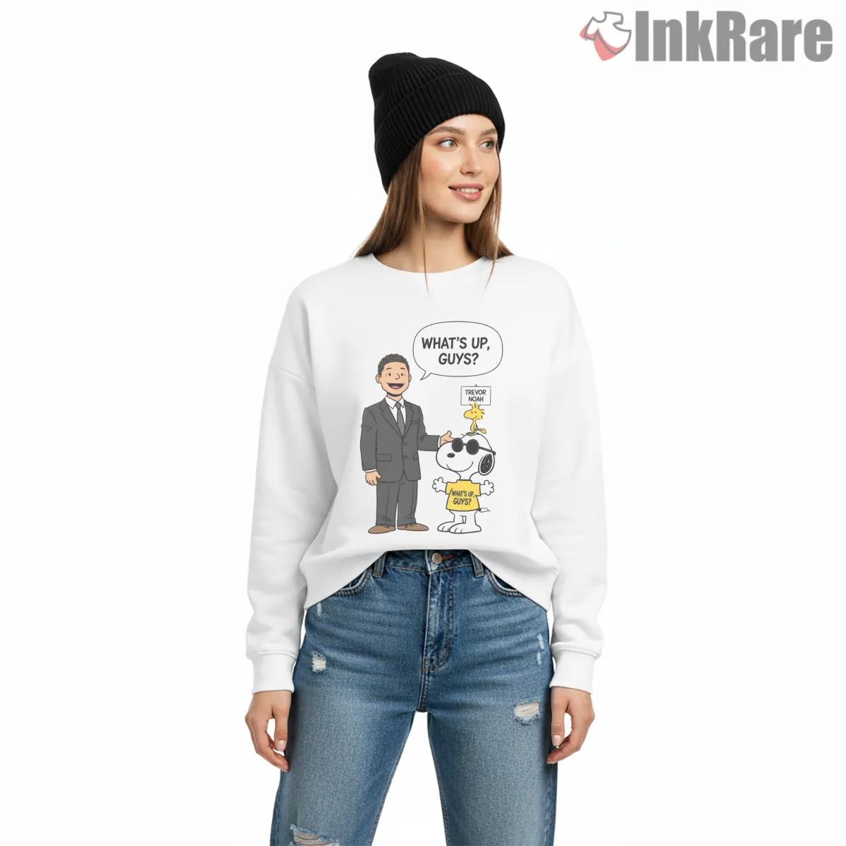 Snoopy And Trevor Noah Talk Show Parody Shirt on graphic shirt for women graphic tee