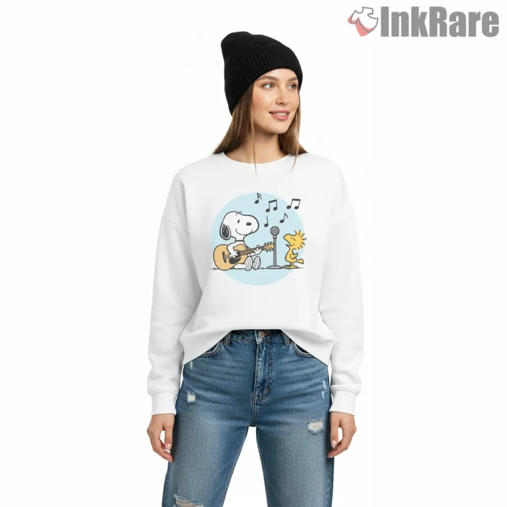 Snoopy And Woodstock Acoustic Jam Session Shirt on graphic shirt for women graphic tee