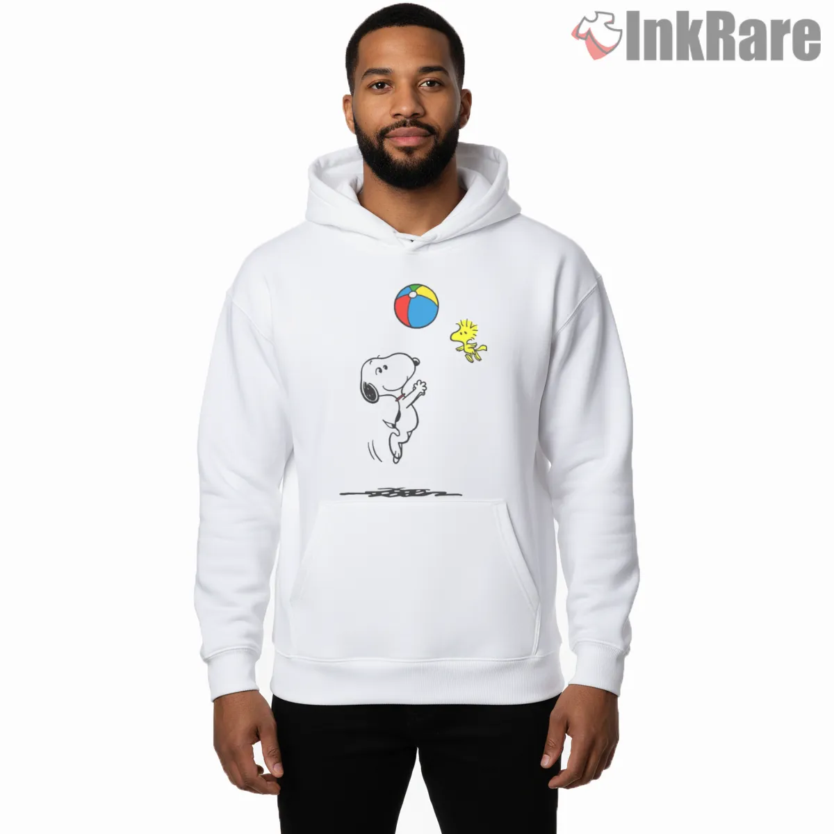Snoopy And Woodstock Beach Ball Fun Hoodie White Snoopy And Woodstock Beach Ball Fun Shirt on white hoodie for men graphic tee