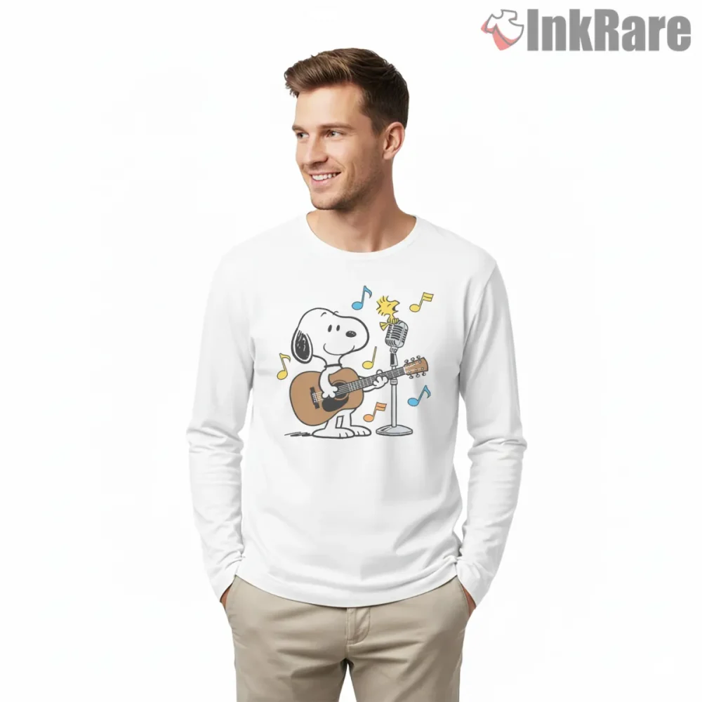 Snoopy And Woodstock Best Friends Music Shirt on white long sleeve shirt for men graphic tee