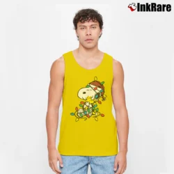Men’s Snoopy And Woodstock Christmas Lights Holiday Tank Top in yellow | Breathable, Active-Friendly Design