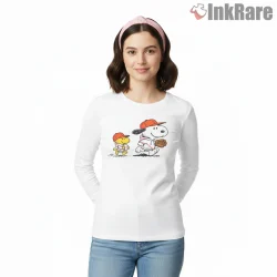 Snoopy And Woodstock Classic Baseball Shirt on white long sleeve shirt for women graphic tee