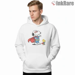 Snoopy And Woodstock Classic Superhero Duo Shirt on white hoodie for men graphic tee