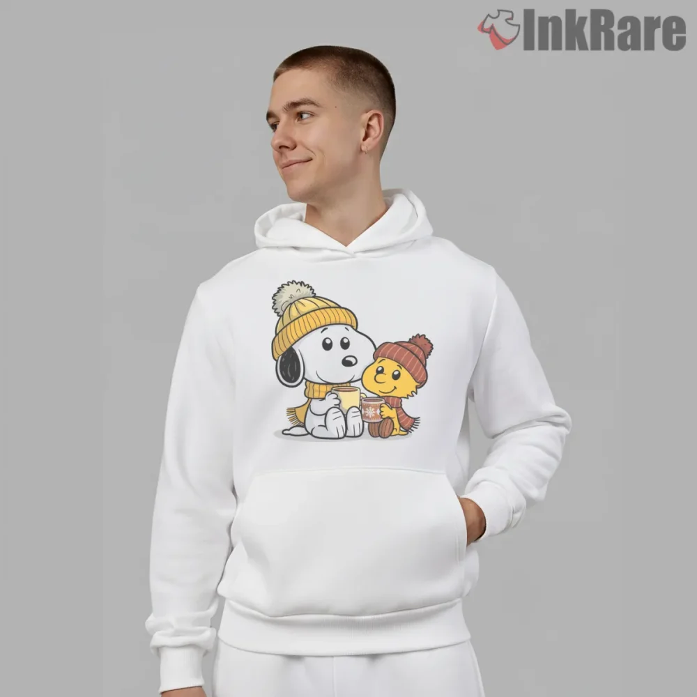 Snoopy And Woodstock Cozy Christmas Shirt on white hoodie for men graphic tee