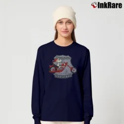 Women’s Snoopy And Woodstock Cruisin Motorcycle Christmas Long-Sleeve Top in navy | Sleek, Versatile, All-Season