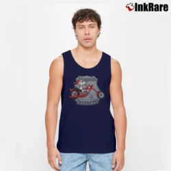 Men’s Snoopy And Woodstock Cruisin Motorcycle Christmas Tank Top in navy | Breathable, Active-Friendly Design