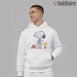 Snoopy And Woodstock Day Of The Dead Art Shirt on white hoodie for men graphic tee