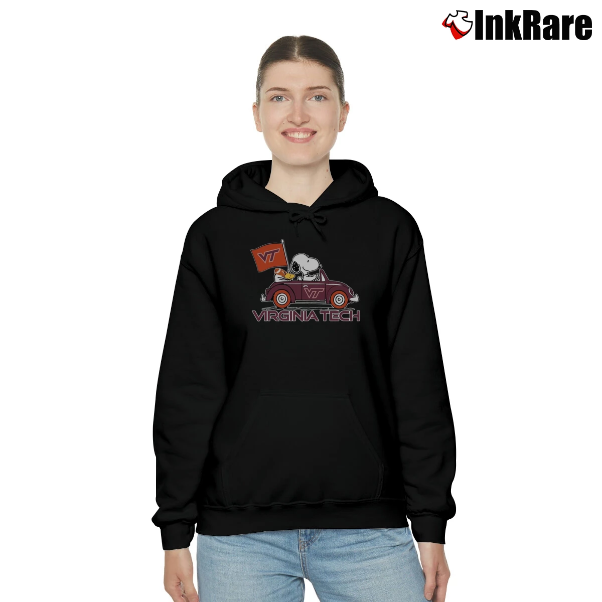 Snoopy And Woodstock Driving Car Virginia Tech Women’s Cozy Hoodie in black – Urban Chic Women’s Snoopy And Woodstock Driving Car Virginia Tech Cozy Hoodie in black | Warm, Structured, Stylish
