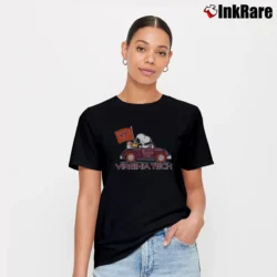 Women’s Snoopy And Woodstock Driving Car Virginia Tech T-Shirt in black | Soft, Flattering Fit