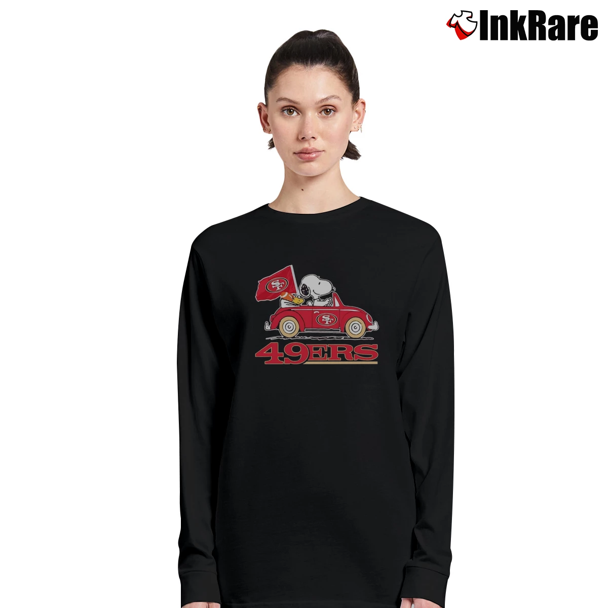 Snoopy And Woodstock Driving San Francisco 49ers Car Women’s Long-Sleeve Top in black – Effortless Layer Women’s Snoopy And Woodstock Driving San Francisco 49ers Car Long-Sleeve Top in black | Sleek, Versatile, All-Season