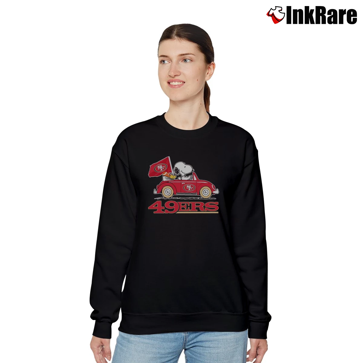 Snoopy And Woodstock Driving San Francisco 49ers Car Women’s Relaxed Sweatshirt in black – Cozy Casual Women’s Snoopy And Woodstock Driving San Francisco 49ers Car Relaxed Sweatshirt in black | Soft, Laid-Back Vibe