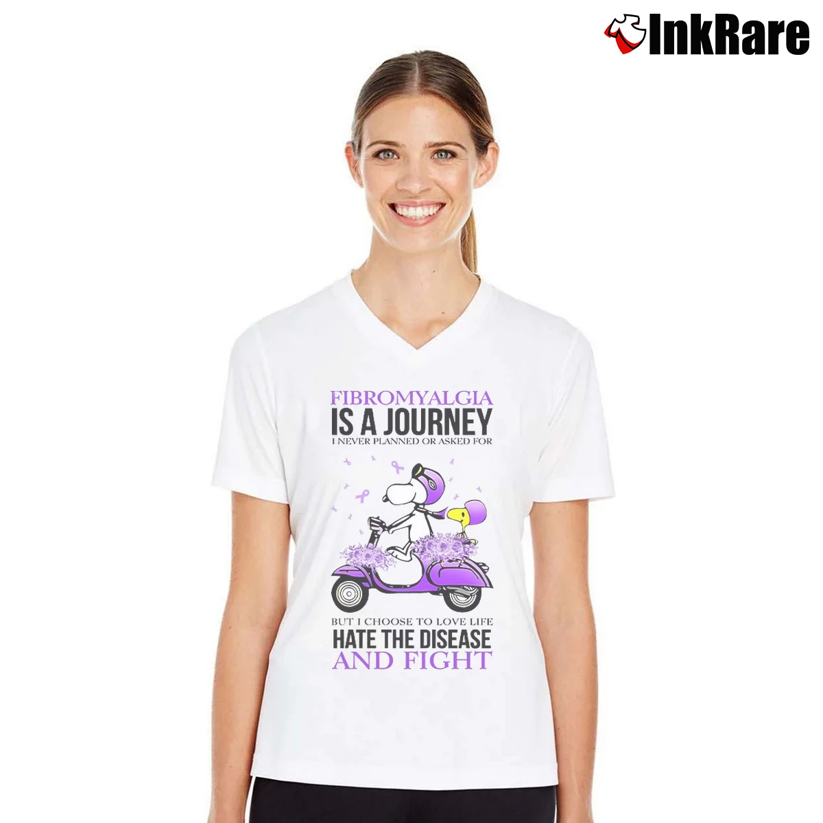Snoopy And Woodstock Fibromyalgia Is A Journey I Never Planned Or Asked Women’s V-Neck Tee in white – Flattering Fit Women’s Snoopy And Woodstock Fibromyalgia Is A Journey I Never Planned Or Asked V-Neck Tee in white | Chic Neckline, Soft Texture