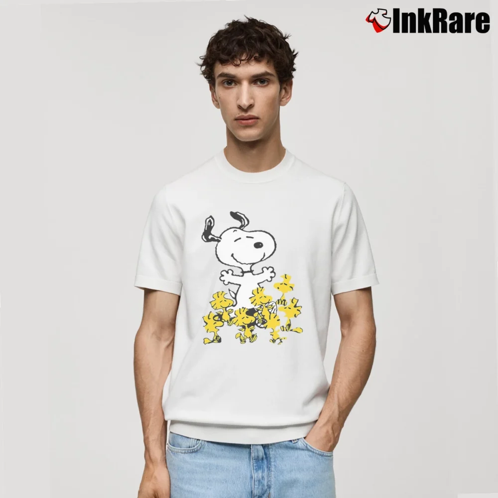 Men’s Snoopy And Woodstock Funny Classic T-Shirt in white | Soft, Breathable Everyday Wear