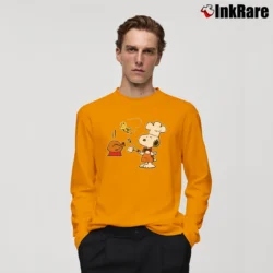 Men’s Snoopy And Woodstock Funny Thanksgiving Turkey Joy Long-Sleeve Shirt in orange | Sleek, Lightweight, Year-Round Wear