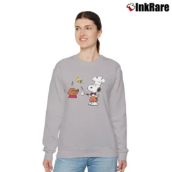 Women’s Snoopy And Woodstock Funny Thanksgiving Turkey Joy Relaxed Sweatshirt in sport grey | Soft, Laid-Back Vibe