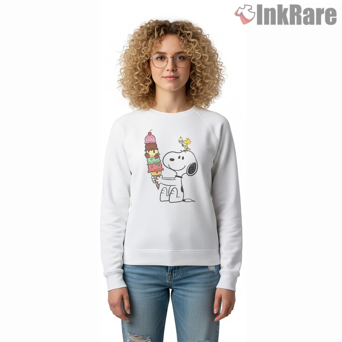 Snoopy And Woodstock Giant Ice Cream Shirt on graphic shirt for women graphic tee