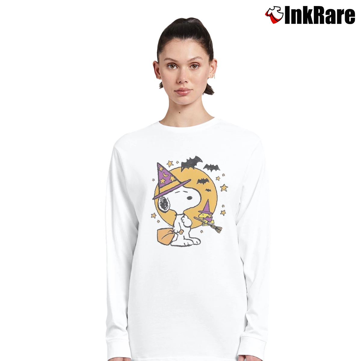 Snoopy And Woodstock Halloween Women’s Long-Sleeve Top in white – Effortless Layer Women’s Snoopy And Woodstock Halloween Long-Sleeve Top in white | Sleek, Versatile, All-Season