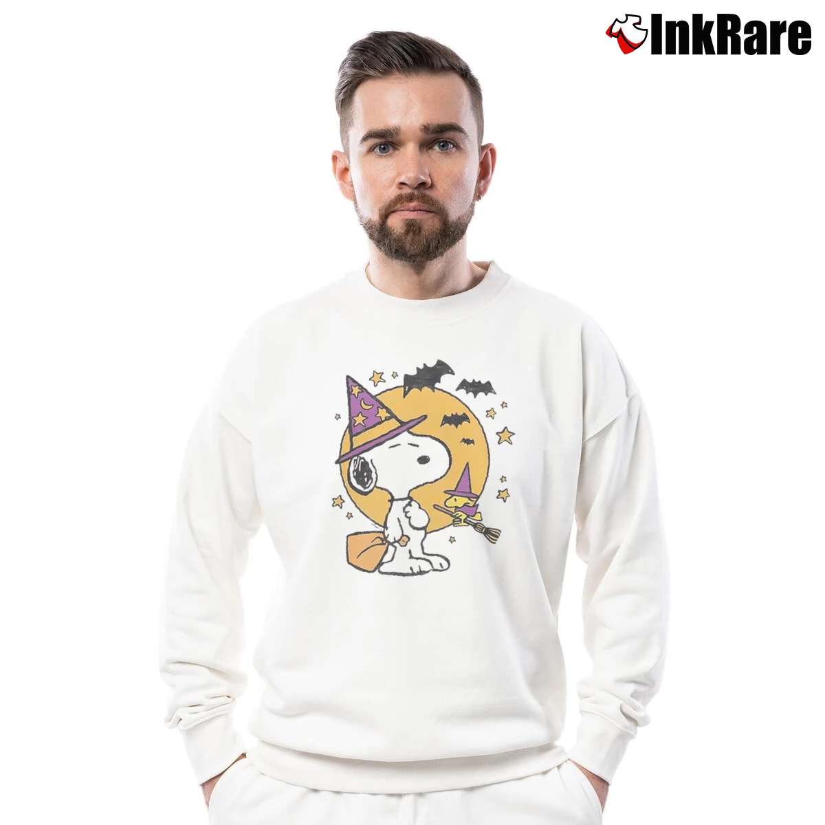 Snoopy And Woodstock Halloween Men’s Crewneck Sweatshirt in white – Soft & Durable Men’s Snoopy And Woodstock Halloween Crewneck Sweatshirt in white | Cozy Fabric, Clean Style