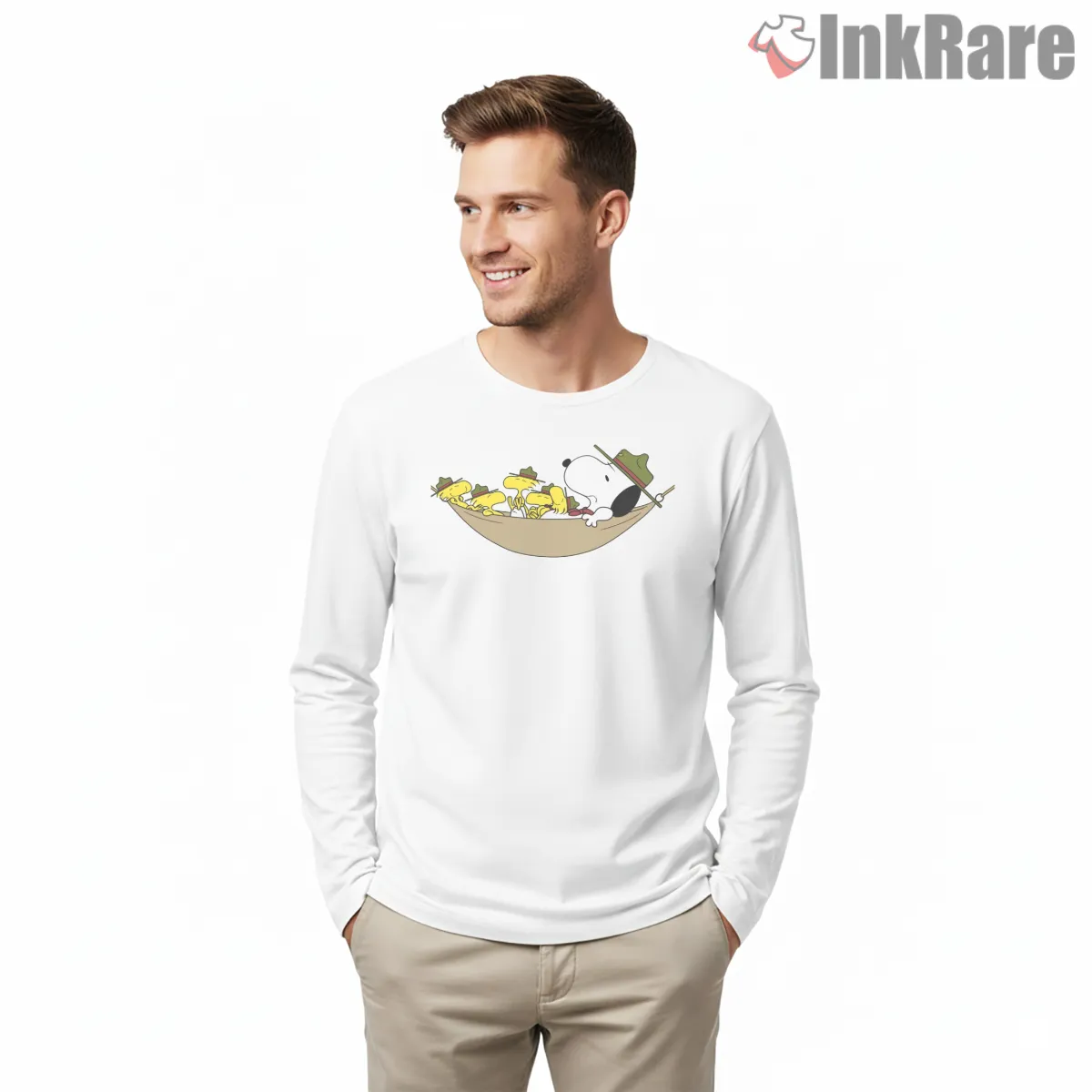 Snoopy And Woodstock Hammock Nap Relax Shirt on white long sleeve shirt for men graphic tee