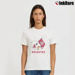 Women’s Snoopy And Woodstock Happy 4th Of July Ohio State Buckeyes T-Shirt in white | Soft, Flattering Fit