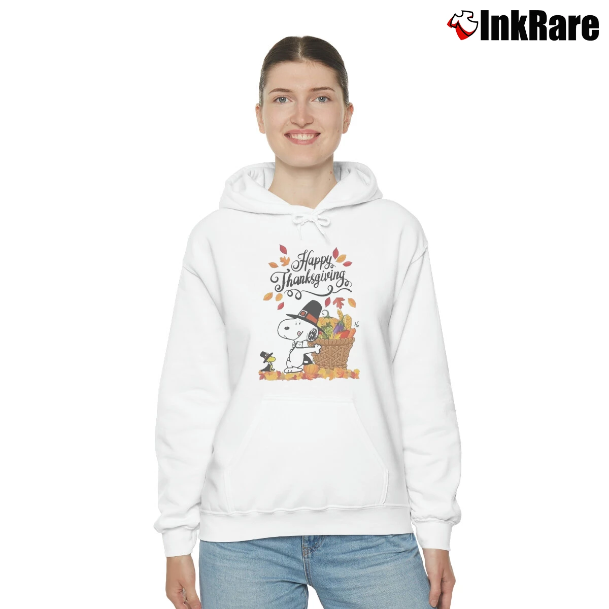 Snoopy And Woodstock Happy Thanksgiving Women’s Cozy Hoodie in white – Urban Chic Women’s Snoopy And Woodstock Happy Thanksgiving Cozy Hoodie in white | Warm, Structured, Stylish