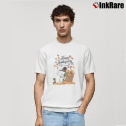 Men’s Snoopy And Woodstock Happy Thanksgiving Classic T-Shirt in white | Soft, Breathable Everyday Wear