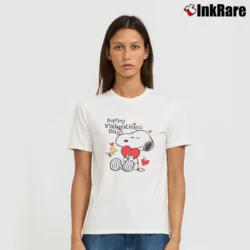 Women’s Snoopy And Woodstock Happy Valentine S Day T-Shirt in white | Soft, Flattering Fit