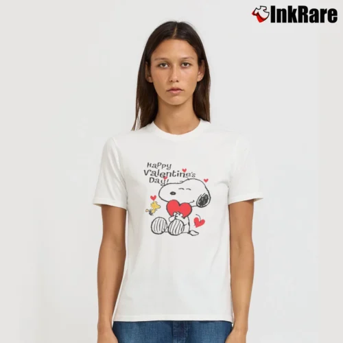 Snoopy And Woodstock Happy Valentine S Day Women’s Tee in white – Effortless Style Women’s Snoopy And Woodstock Happy Valentine S Day T-Shirt in white | Soft, Flattering Fit