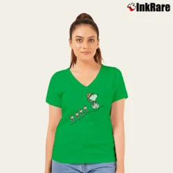 Women’s Snoopy And Woodstock Hiking V-Neck Tee in irish green | Chic Neckline, Soft Texture