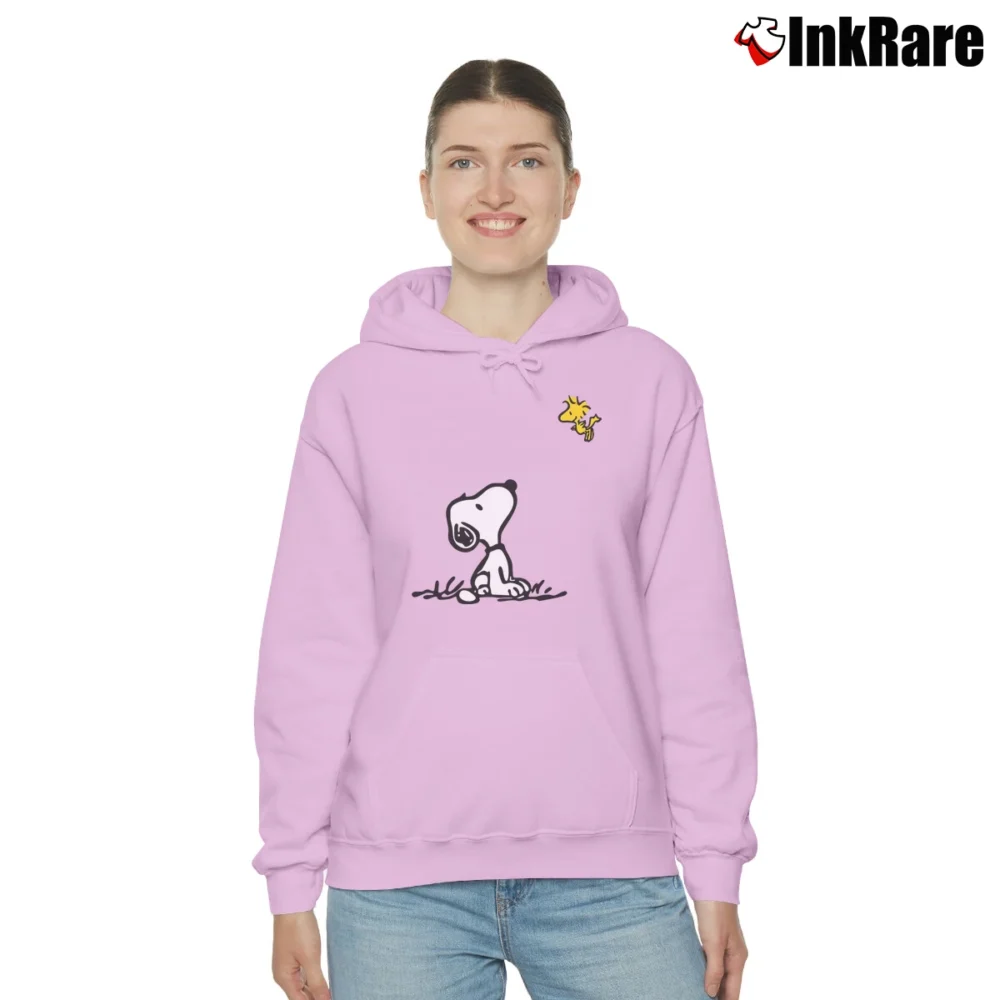 Women’s Snoopy And Woodstock Cozy Hoodie in light pink | Warm, Structured, Stylish