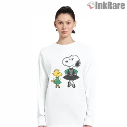 Snoopy And Woodstock Irish Dance Shirt on white long sleeve shirt for women graphic tee