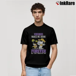 Men’s Snoopy And Woodstock Minnesota Vikings Makes Me Drink Classic T-Shirt in black | Soft, Breathable Everyday Wear