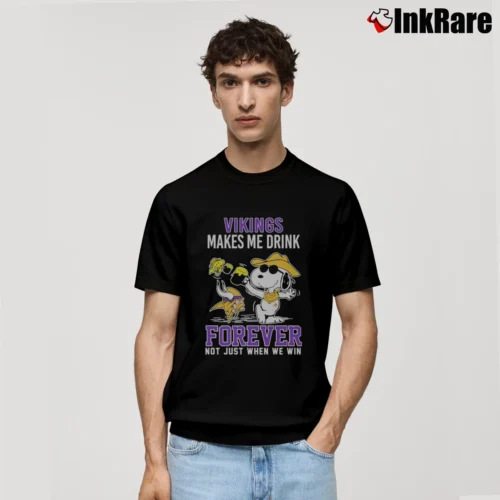 Snoopy And Woodstock Minnesota Vikings Makes Me Drink Men’s Classic Tee in black – Premium Comfort Men’s Snoopy And Woodstock Minnesota Vikings Makes Me Drink Classic T-Shirt in black | Soft, Breathable Everyday Wear