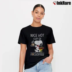 Women’s Snoopy And Woodstock Nice Hot Cup Of Fuckoffee T-Shirt in black | Soft, Flattering Fit