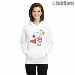 Snoopy And Woodstock Paw Shield Hero Shirt on white hoodie for women graphic tee