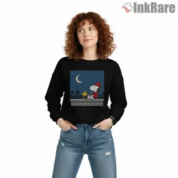 Snoopy And Woodstock Rooftop Night City Shirt on graphic shirt for women graphic tee