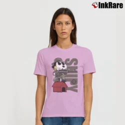 Women’s Snoopy And Woodstock Snipers Snipy Graphic Classic Signature T-Shirt in light pink | Soft, Flattering Fit