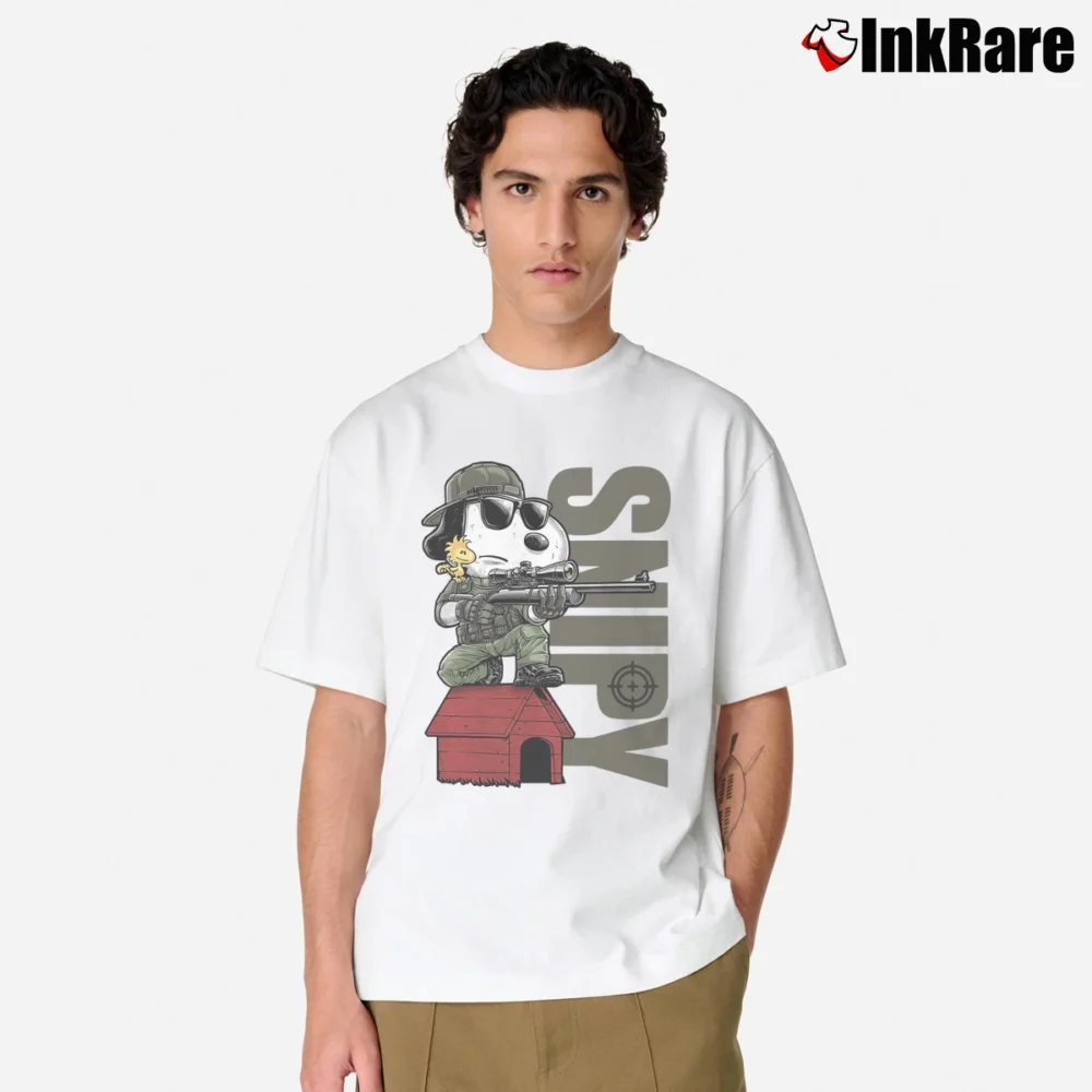 Men’s Snoopy And Woodstock Snipers Snipy Graphic Classic Classic T-Shirt in white | Soft, Breathable Everyday Wear