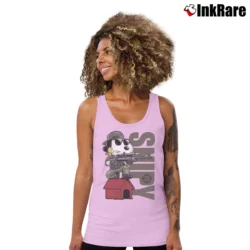 Women’s Snoopy And Woodstock Snipers Snipy Graphic Classic Tank Top in light pink | Lightweight, Movement-Friendly