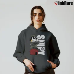Women’s Snoopy And Woodstock Snipers Snipy Graphic Cozy Hoodie in charcoal | Warm, Structured, Stylish