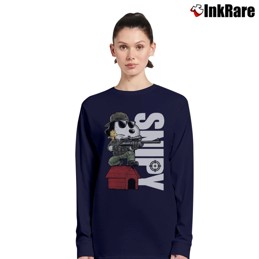 Women’s Snoopy And Woodstock Snipers Snipy Graphic Long-Sleeve Top in navy | Sleek, Versatile, All-Season