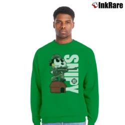 Men’s Snoopy And Woodstock Snipers Snipy Graphic Crewneck Sweatshirt in irish green | Cozy Fabric, Clean Style