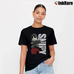 Women’s Snoopy And Woodstock Snipers Snipy Graphic Signature T-Shirt in black | Soft, Flattering Fit