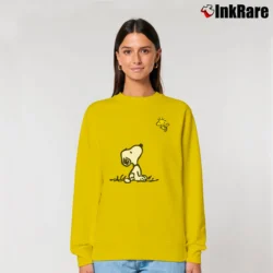 Women’s Snoopy And Woodstock Relaxed Sweatshirt in yellow | Soft, Laid-Back Vibe