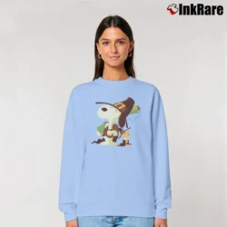 Women’s Snoopy And Woodstock Thanksgiving Celebrate Relaxed Sweatshirt in light blue | Soft, Laid-Back Vibe